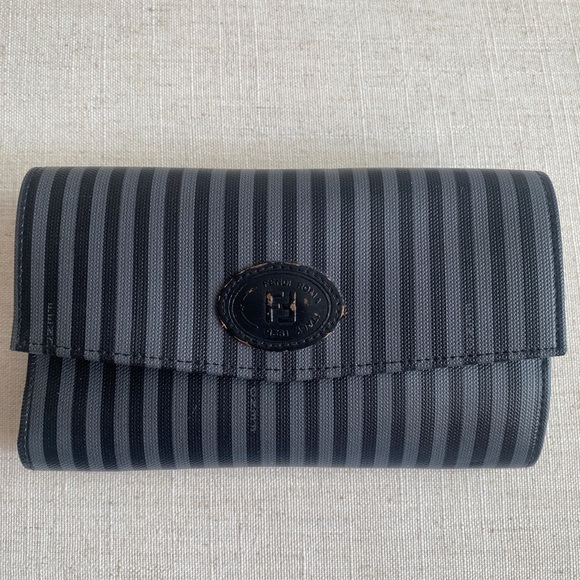 EUC Fendi Wallet Grey and Black Authentic with Stripes - Picture 3 of 7